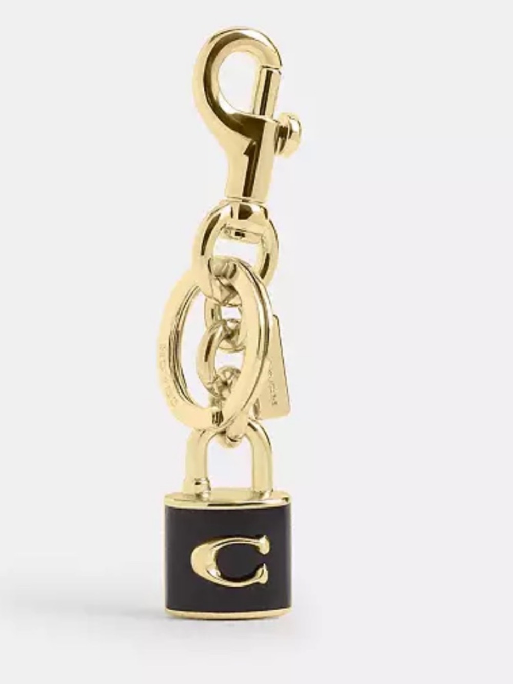 Coach Gold-Tone Key Fob with Black Padlock Charm or Silver Choose 1